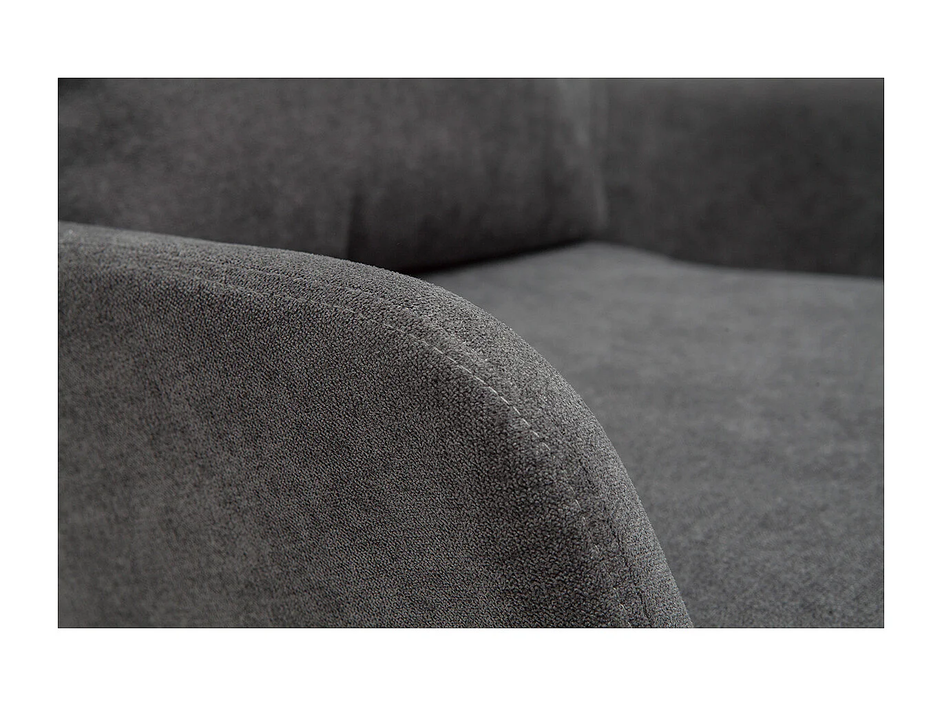 Sillón moderno con tejido efecto aterciopelado gris oscuro y metal negro MAXINE