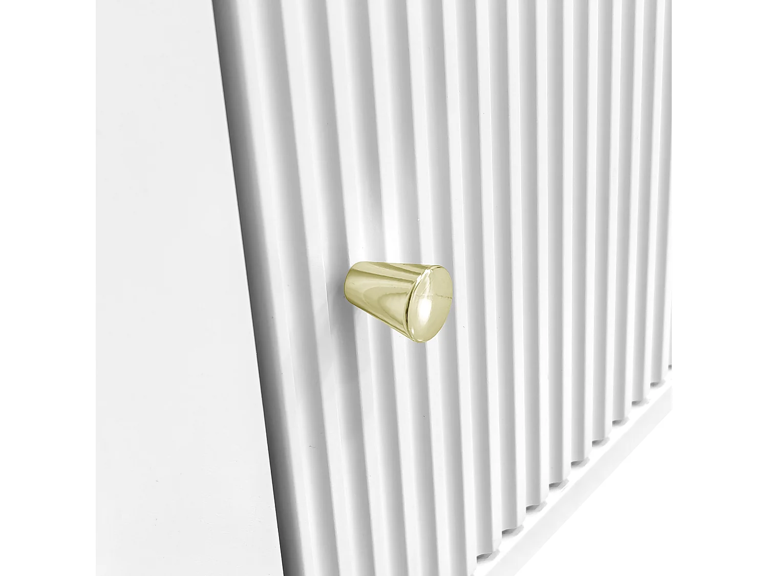 Meuble TV 170x35x50 cm 4 portes meuble de rangement en bois - poignées et pieds dorés - blanc