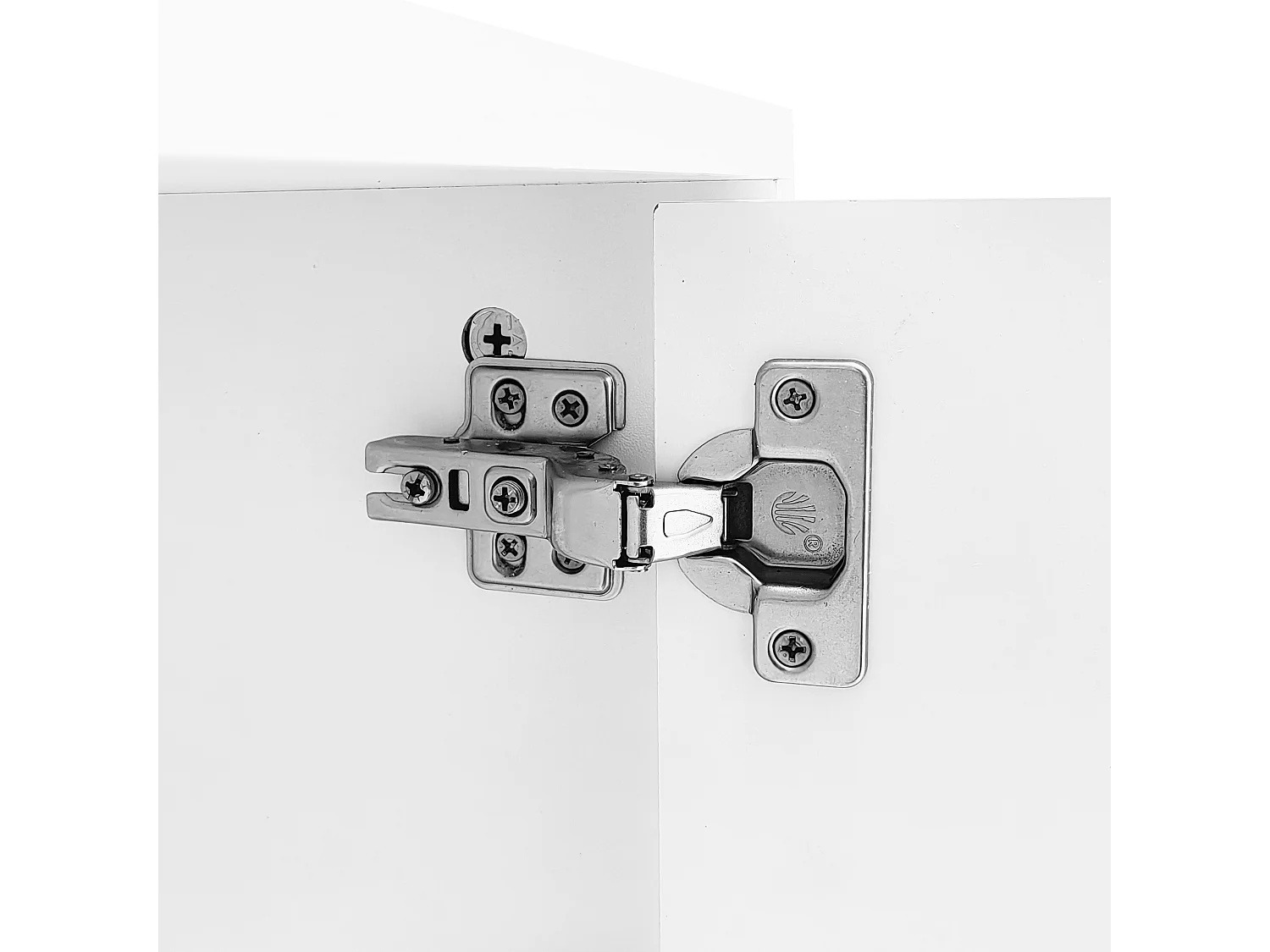 Meuble TV 170x35x50 cm 4 portes meuble de rangement en bois - poignées et pieds dorés - blanc