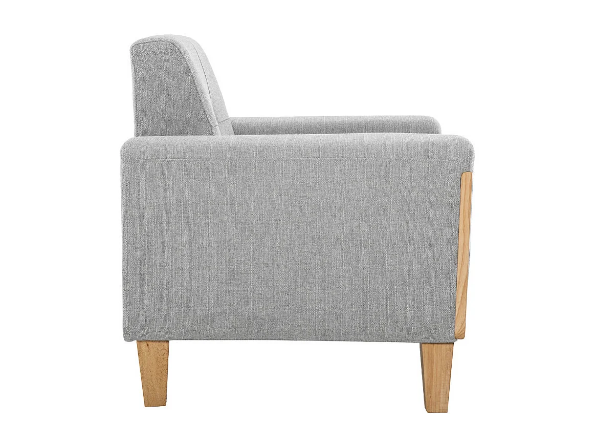 Fauteuil scandinave en tissu gris et bois clair FJORD
