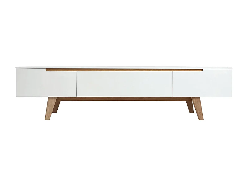 Mobile TV scandinavo bianco lucido e frassino 180cm MELKA