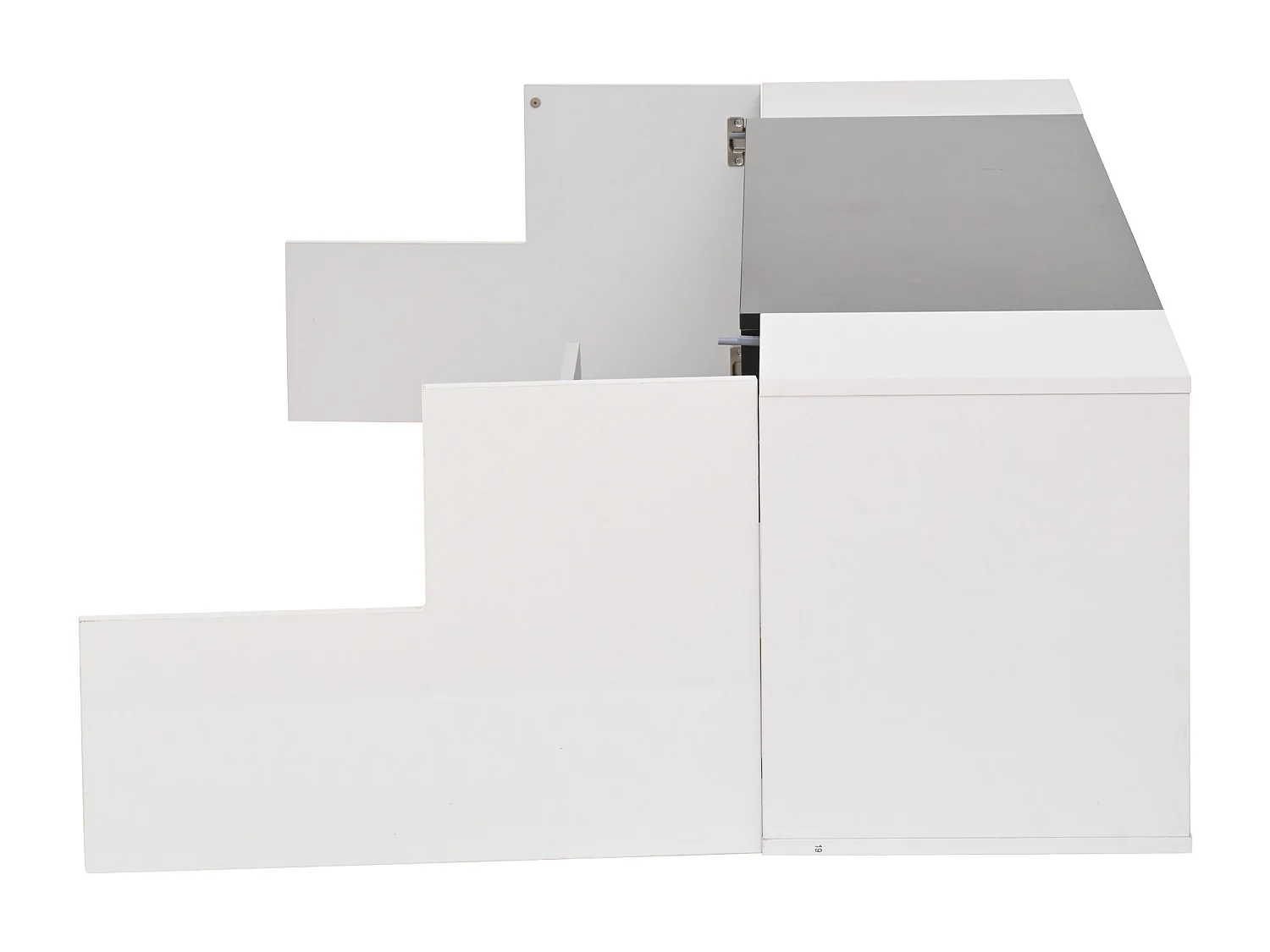 Meuble TV 180x40x48 cm, LED contrôlé par application, 2 rangements en L, 1 tiroir, panneaux de particules blanc