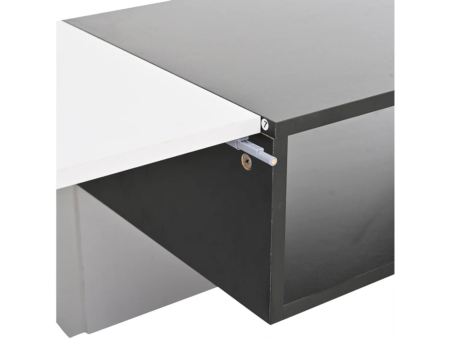 Meuble TV 180x40x48 cm, LED contrôlé par application, 2 rangements en L, 1 tiroir, panneaux de particules blanc