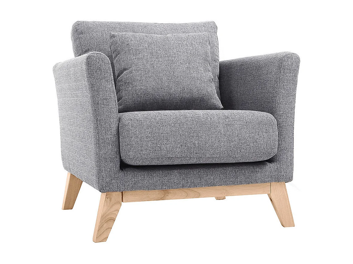 Sillón nórdico gris claro patas madera clara OSLO