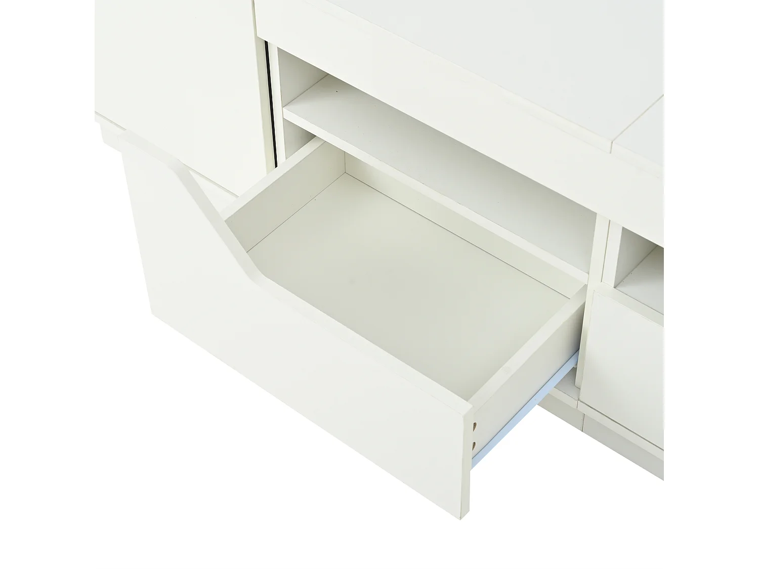 Meuble tv 180x40x45cm LED avec 2 portes et 2 tiroirs de rangement - table tv moderne en bois - blanc