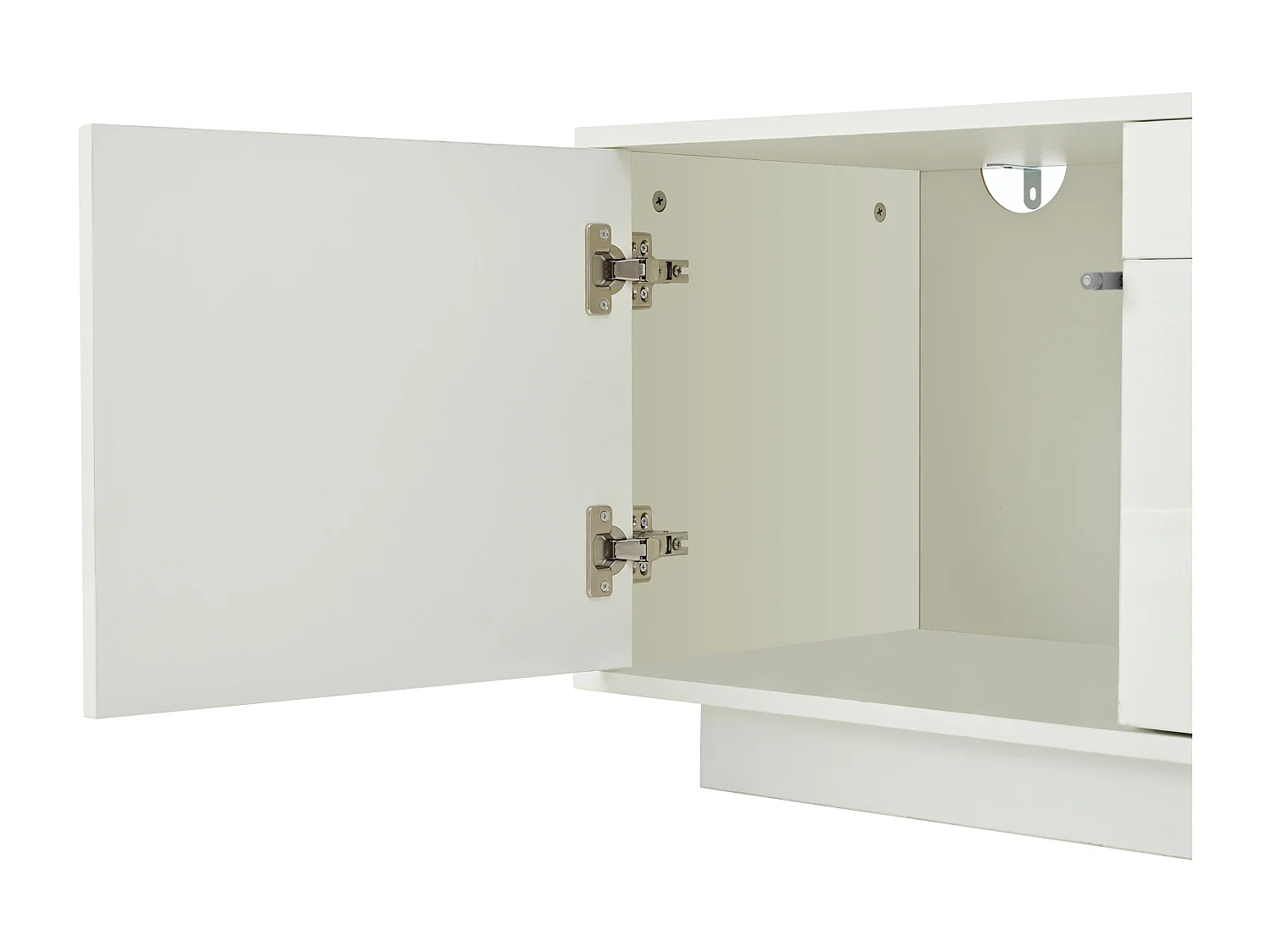 Meuble tv 180x40x45cm LED avec 2 portes et 2 tiroirs de rangement - table tv moderne en bois - blanc