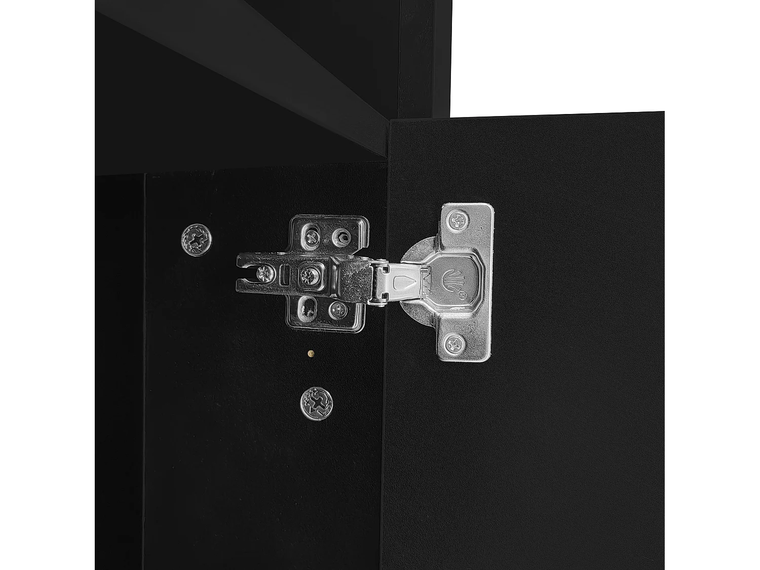 Meuble TV 160x35x60 cm, LED Bluetooth, 3 niches 2 portes 2 tiroirs push to open, panneau de particules noir