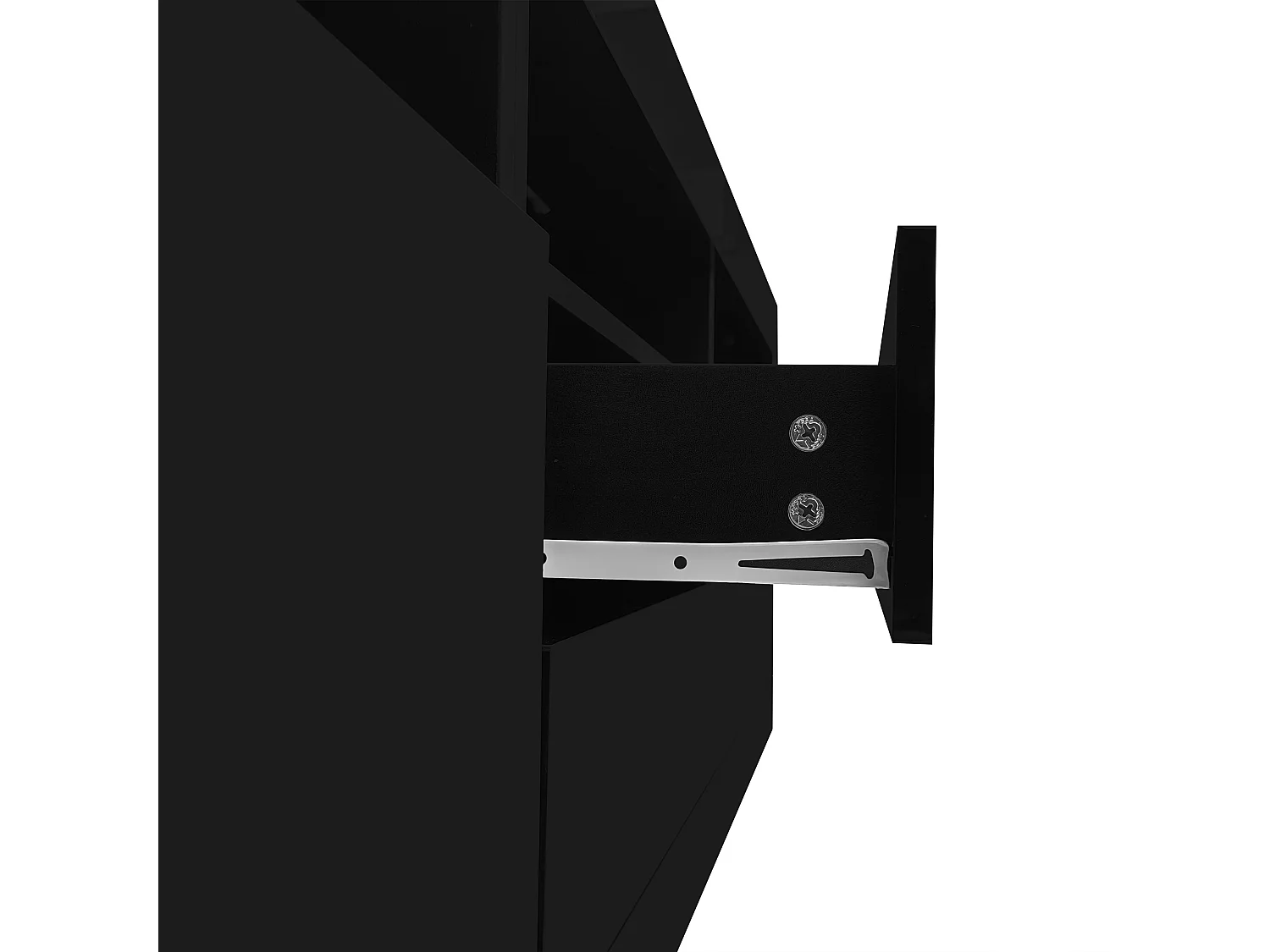 Meuble TV 160x35x60 cm, LED Bluetooth, 3 niches 2 portes 2 tiroirs push to open, panneau de particules noir