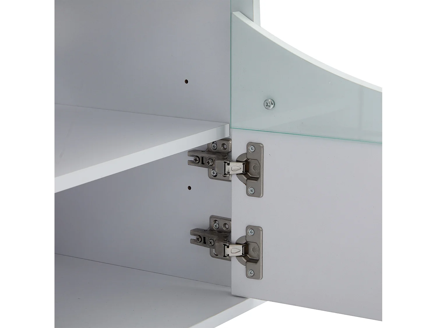 Meuble TV 175x38x51.2 cm LED bois 4 portes en verre décoratif -meuble de rangement - blanc