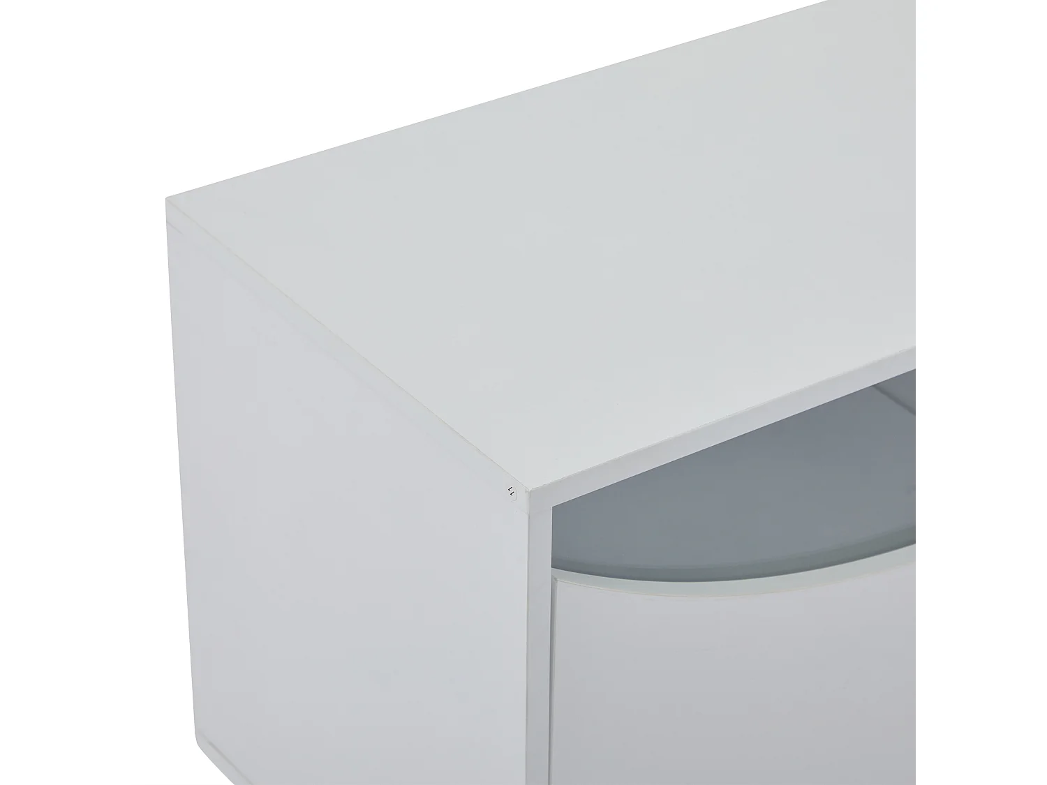 Meuble TV 175x38x51.2 cm LED bois 4 portes en verre décoratif -meuble de rangement - blanc