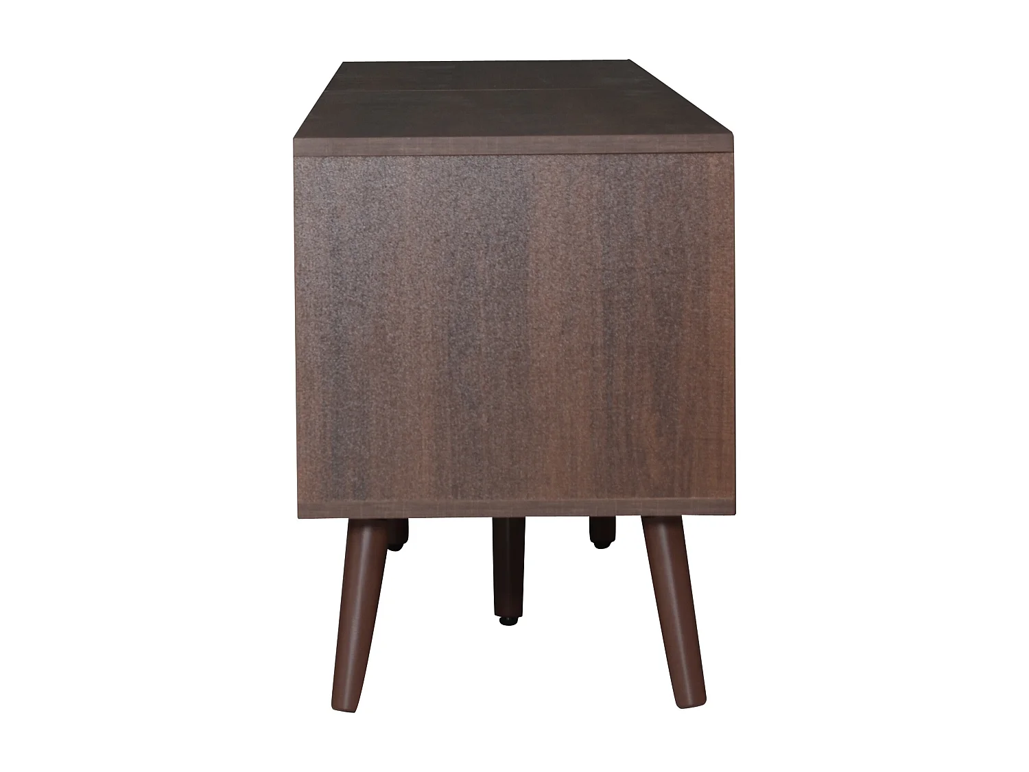 Meuble TV rotin 200x37x49.5 cm avec 2 portes et 2 tiroirs de rangement - pieds en bois - marron