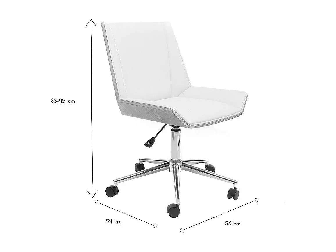 Silla de escritorio moderna PU blanca y madera clara MELKIOR