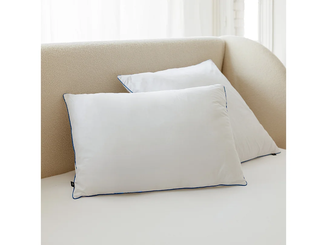 Oreiller Fluffy Lot de 2 - 50x70x12cm - coton et polyester - moelleux