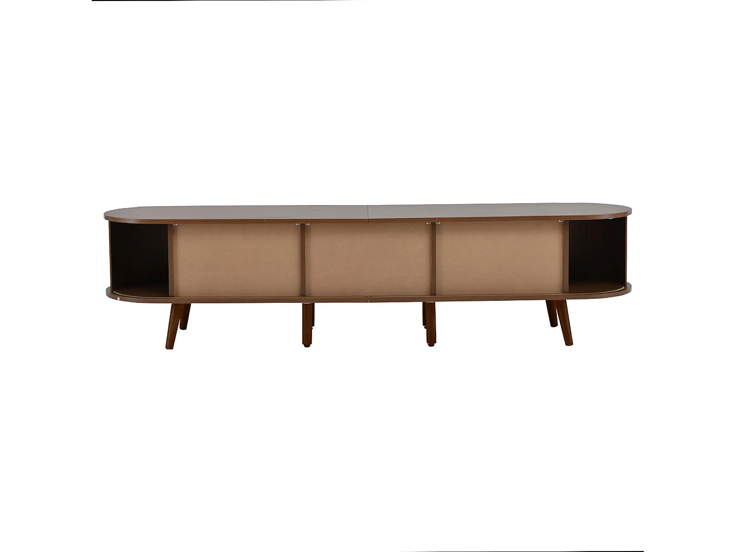 Meuble TV 175x40x42 cm, 2 tiroirs et 2 portes coulissantes, étagères réglables, MDF, noyer mat
