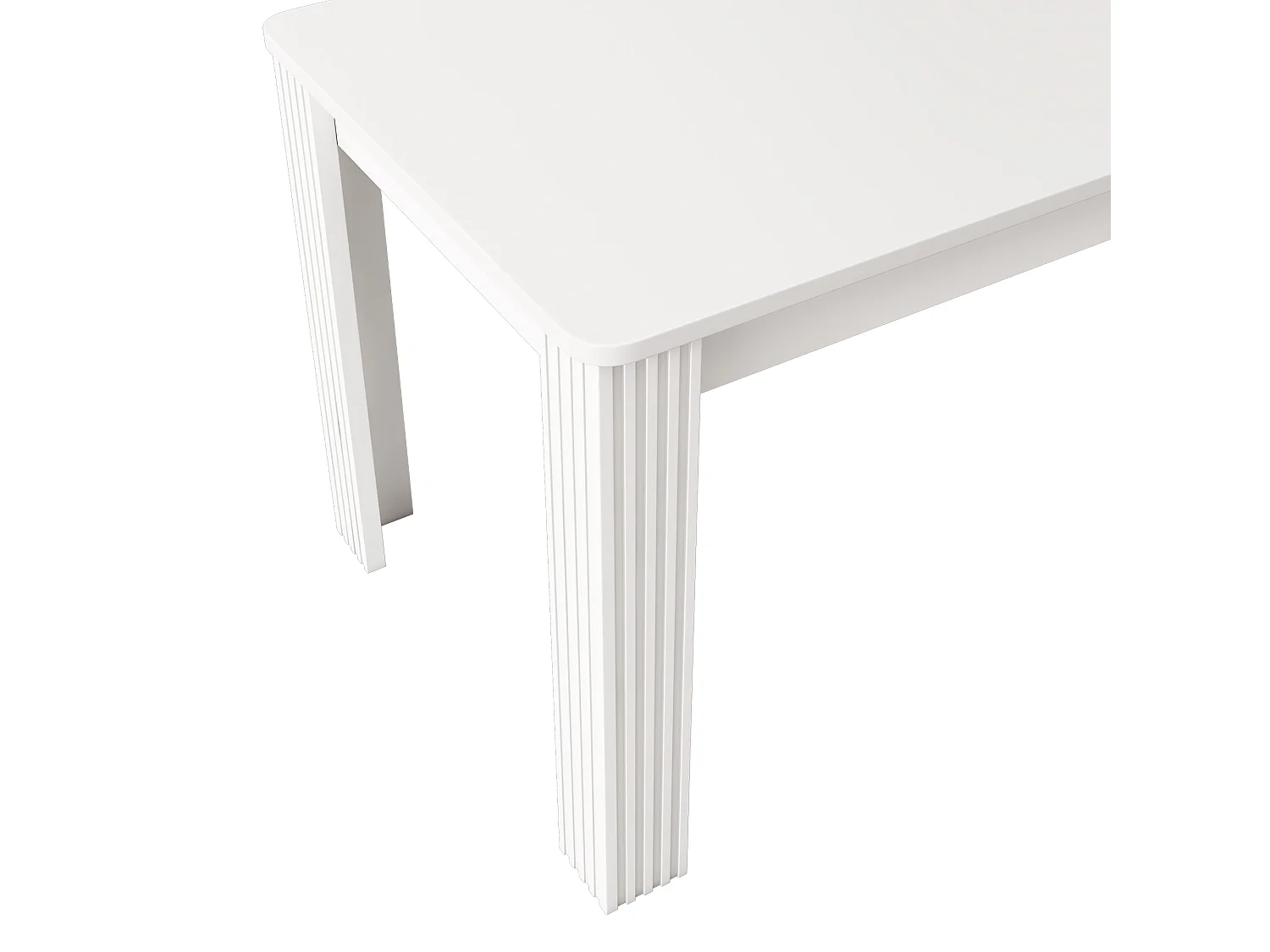 Table à manger, grand plateau, structure stable à quatre pieds, panneau de particules blanc