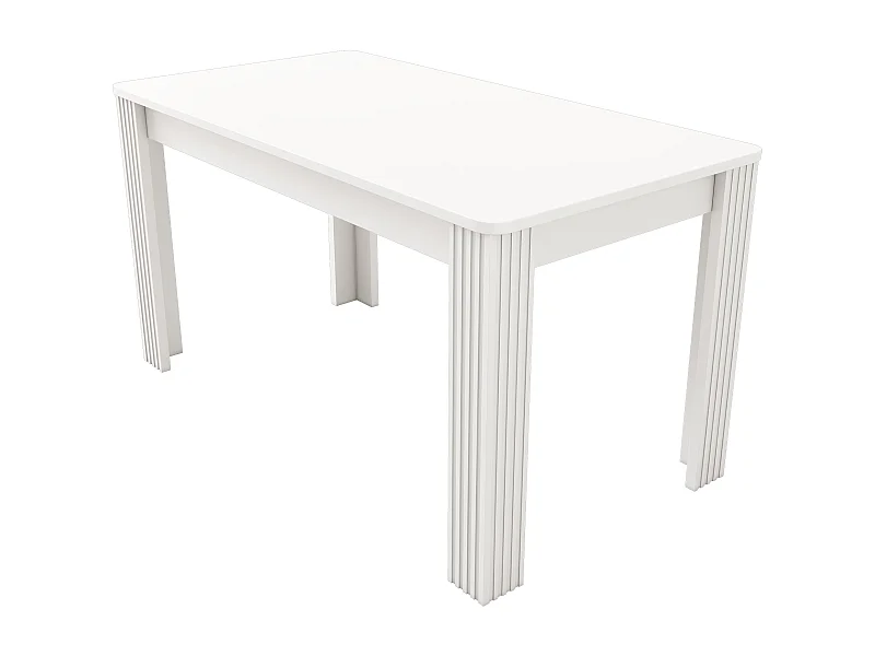 Table à manger 116x65x75 cm pour 4-6 personnes - pieds en bois - blanc