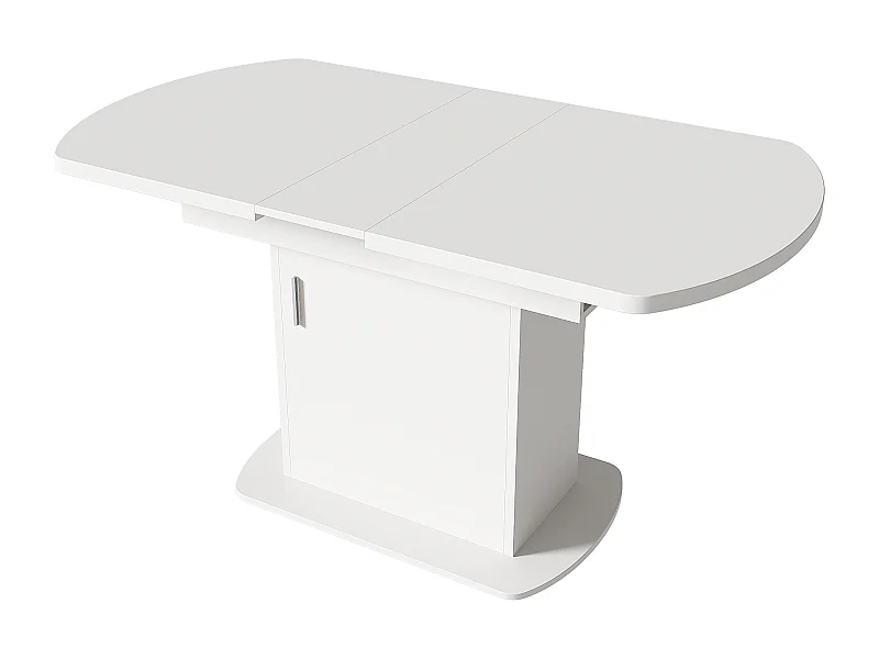 Table à manger 110/130x70x75 cm extensible rectangulaire 4-6 personnes - pieds en bois avec rangement - blanc + argenté