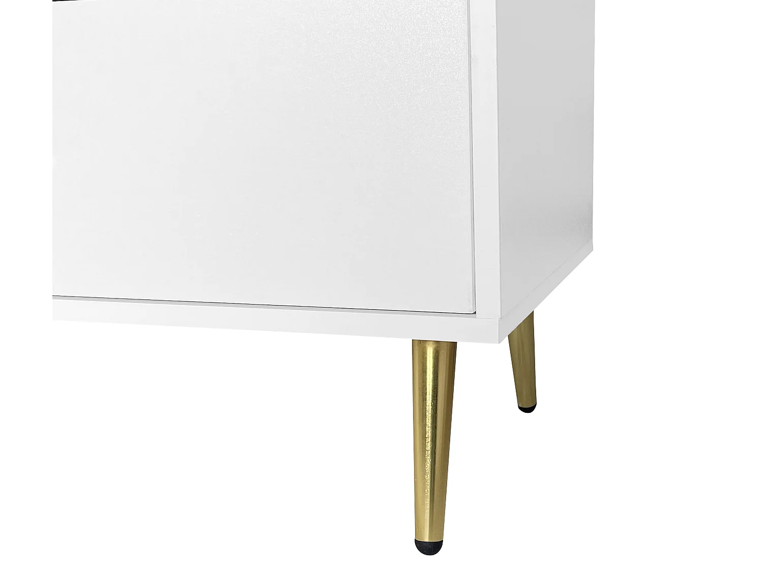 Buffet 140x35x76 cm  bois avec 7 tiroirs - meuble de rangement - pieds en métal - blanc