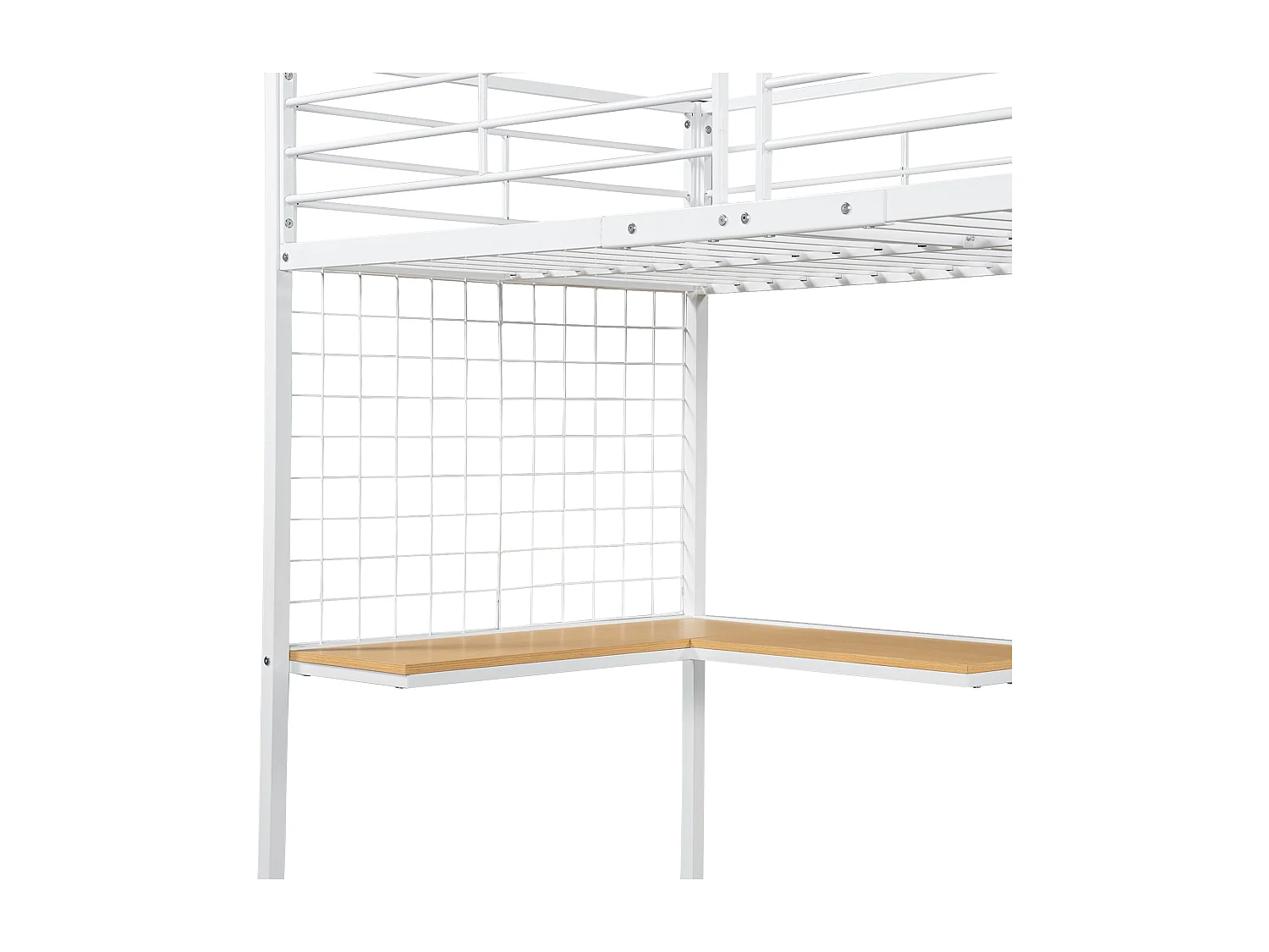 Lit superposé 90x200cm avec table et armoire et échelle Panneaux de particules en blanc pour enfants et adolescents