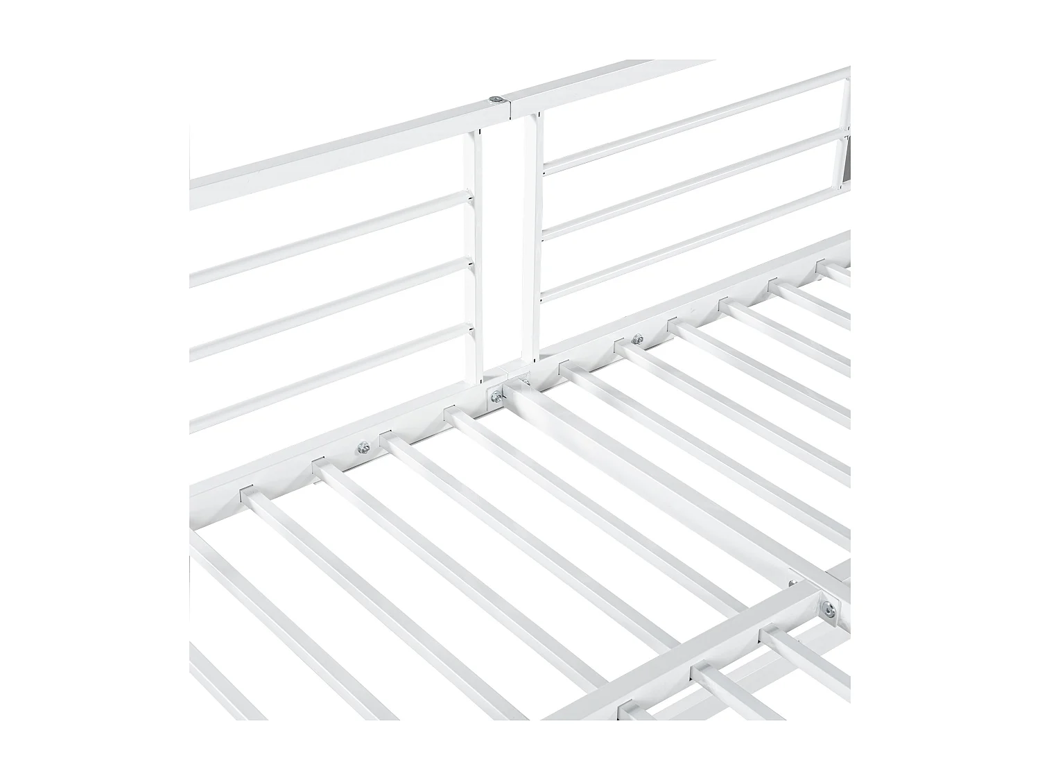 Lit mezzanine 90x200 cm avec escalier latéral et armoire, structure en métal et MDF, blanc et naturel (Sans matelas)