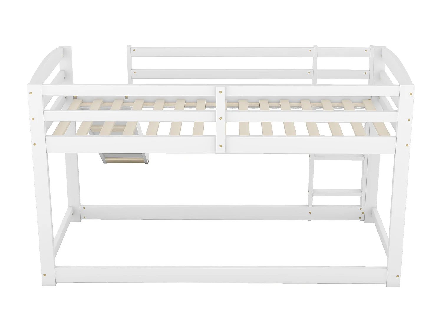 Lit superposé enfant 90x200 cm avec toboggan et échelle réversibles, bois de pin et MDF, blanc (Sans matelas)