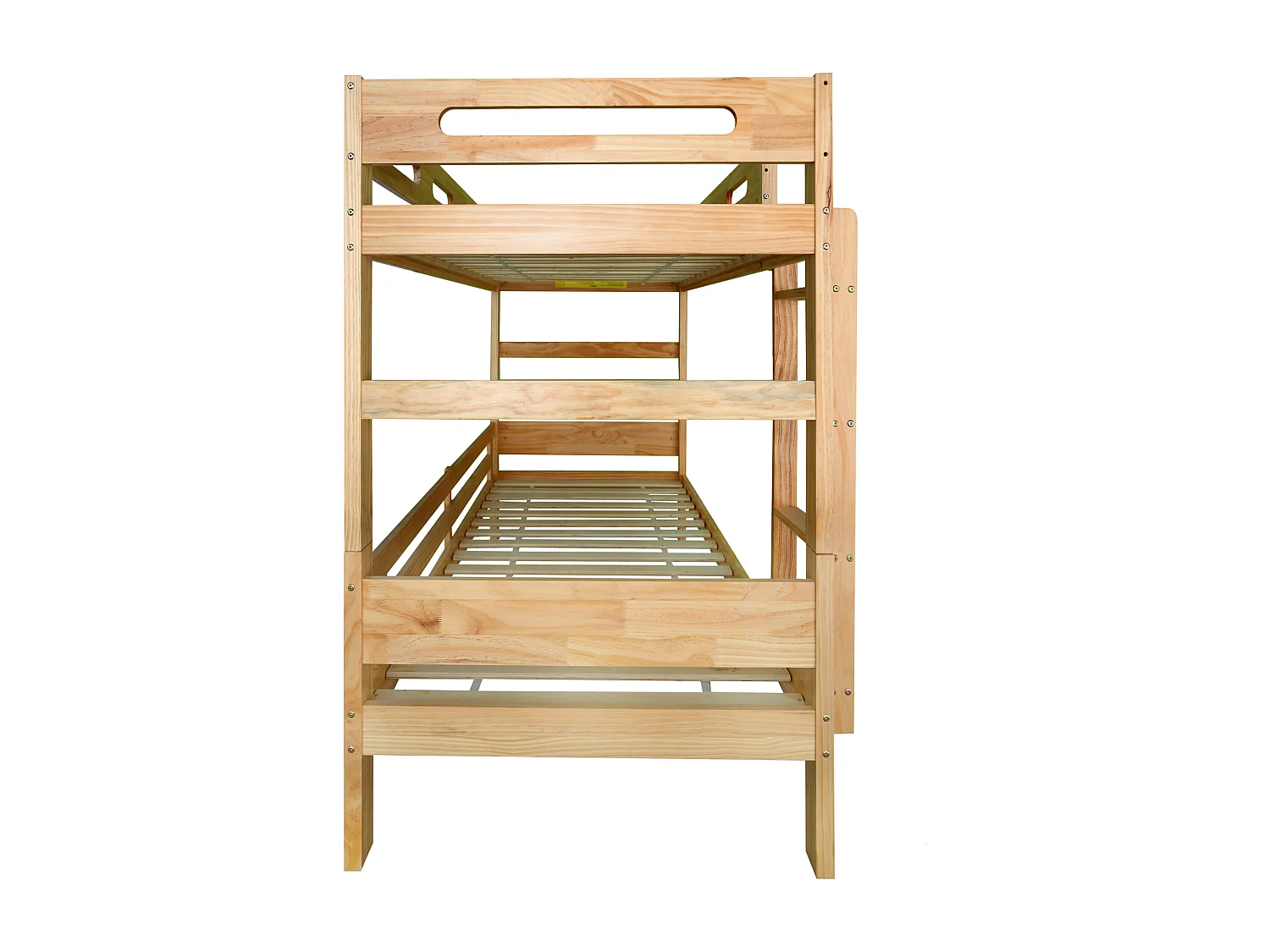 Lit superposé 90x200cm avec échelle et barrières de sécurité Structure en pin Couleur naturelle pour enfants et adolescents