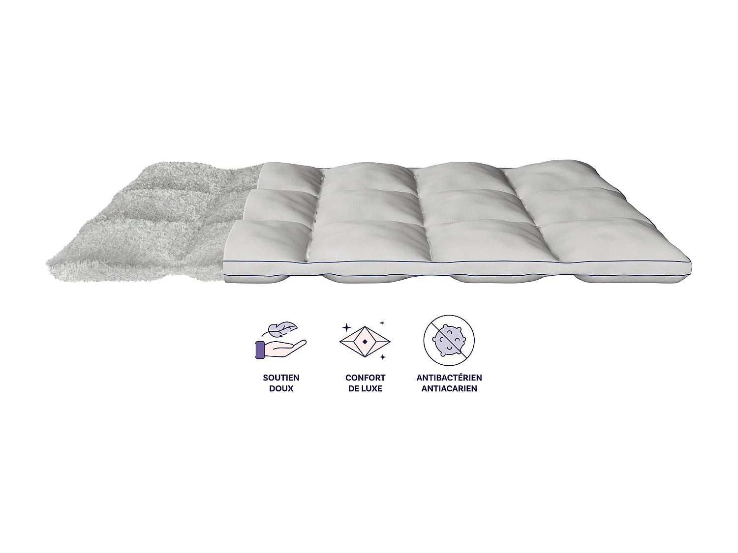 Surmatelas micro-fibre ultra moelleuse 90x200 épais 5cm
