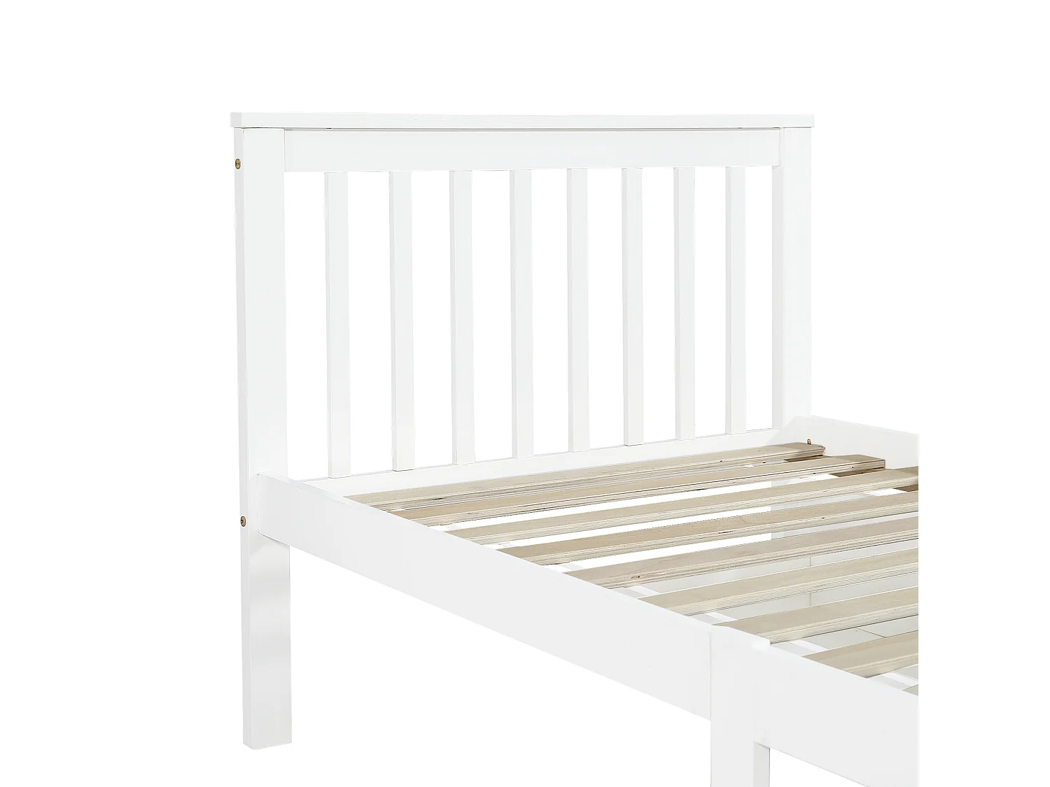 Lit simple 90x200 cm avec 2 tiroirs de rangement et tête de lit à barreaux en bois blanc (Sans matelas)
