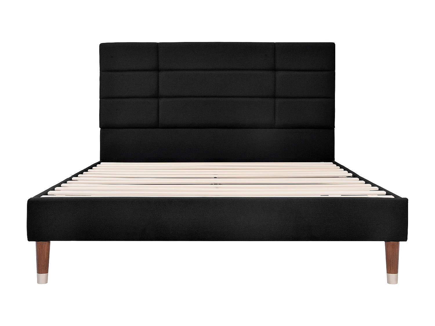 Lit double 140x200cm avec tête de lit cadre rembourré - Bois - Noir - (Avec matelas)