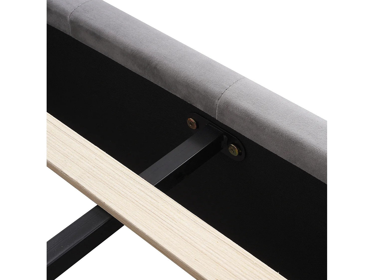 Lit double 140x200cm avec sommier à lattes et tête de lit et grands tiroirs Revêtement velours en gris pour adultes et adolescents