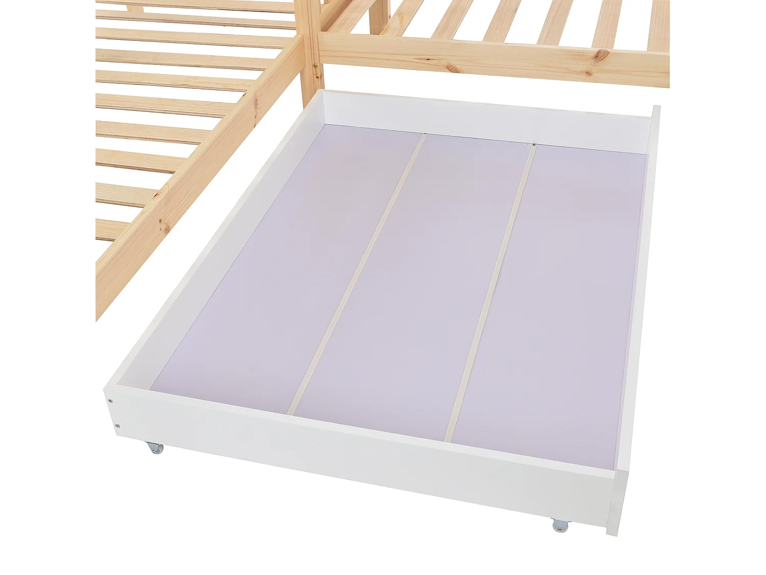 Lit enfant 90x200cm avec tiroirs étagères et rambardes Couleur naturelle pour enfants et adolescents