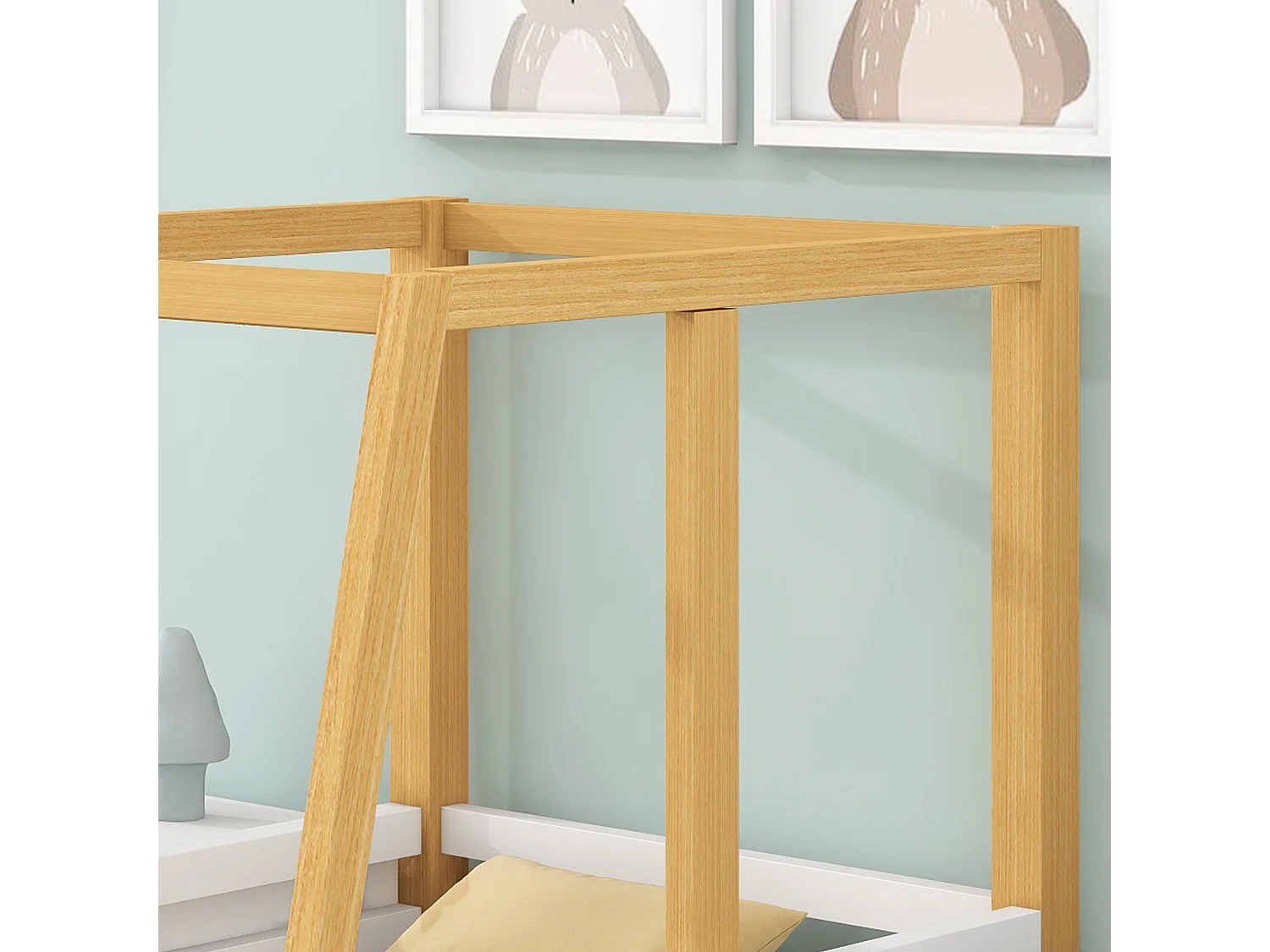 Lit enfant 90x200cm avec Bordures latérales et moulures en forme de voiture en blanc pour enfants et adolescents