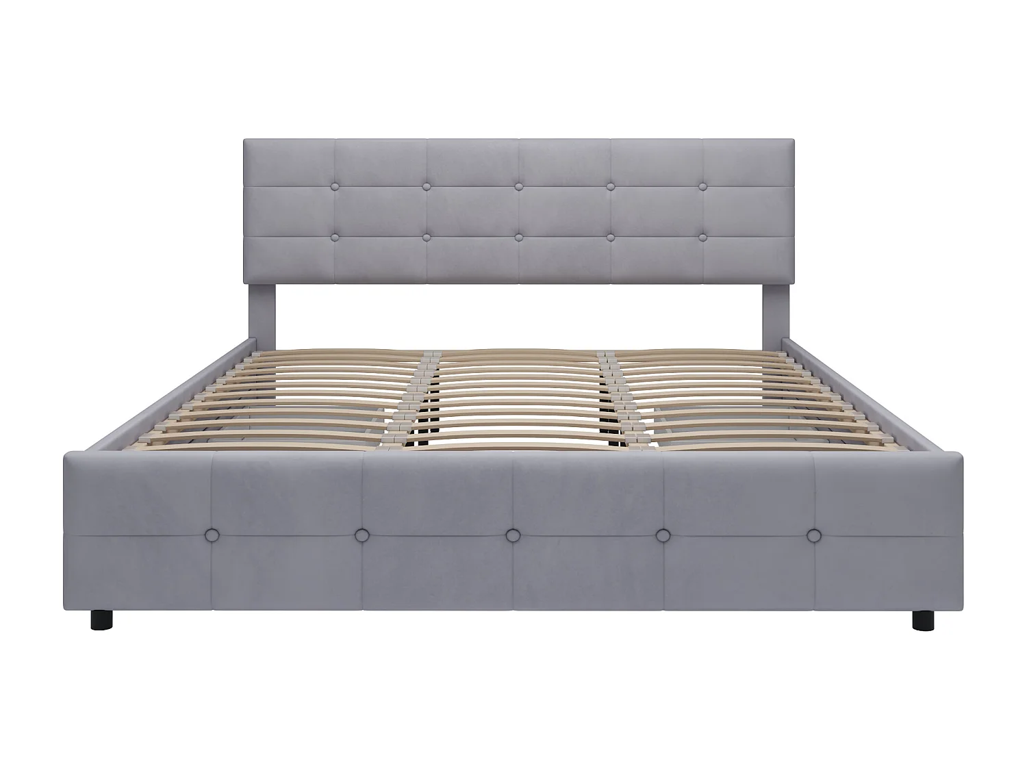 Lit double 180x200cm avec quatre tiroirs Cadre de lit à lattes Revêtement en velours en gris pour adulte et adolescent