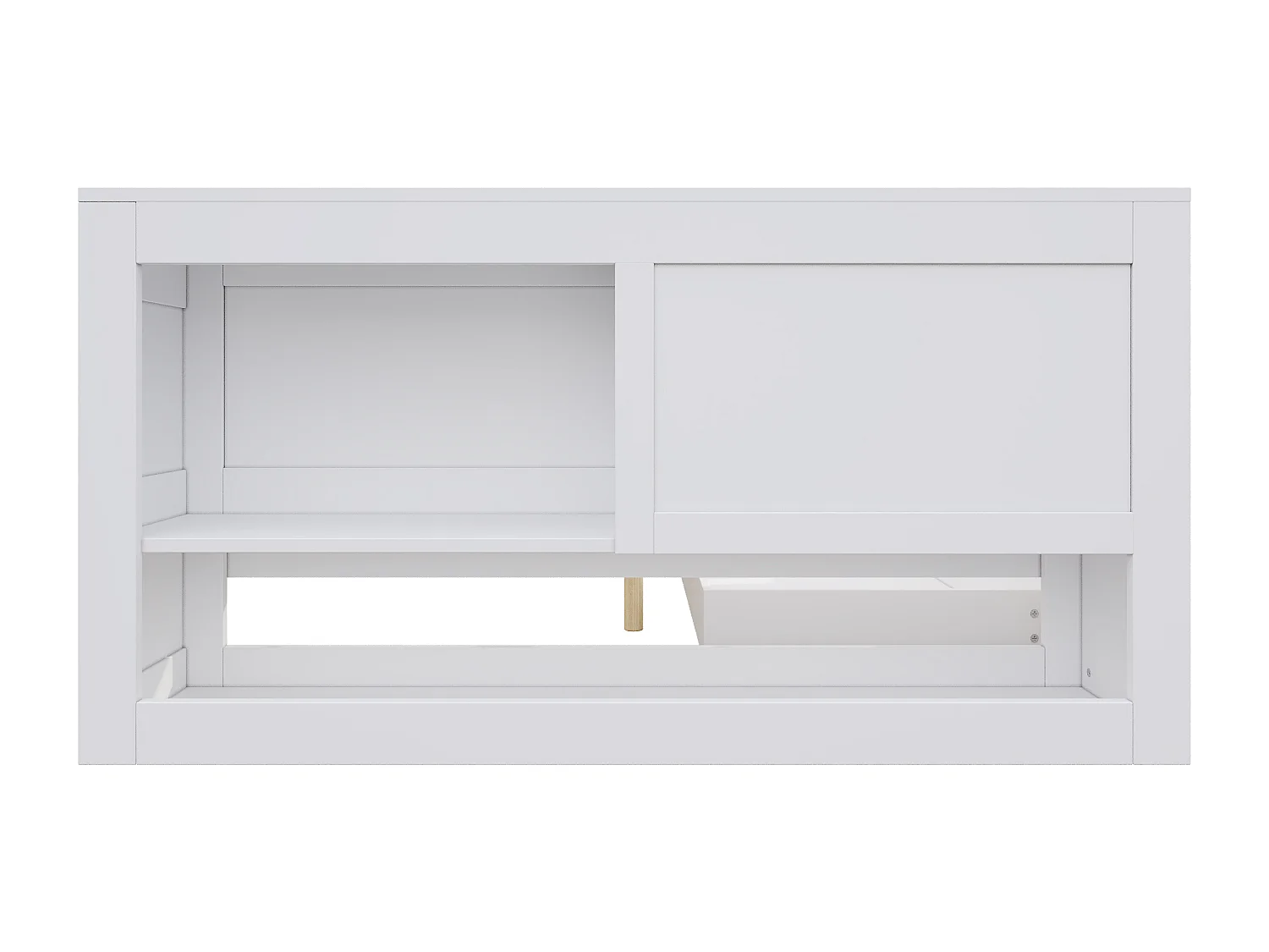 Lit adulte 140x200 cm avec sommier - 4 tiroirs et table de chevet - cadre en bois - blanc (sans matelas)