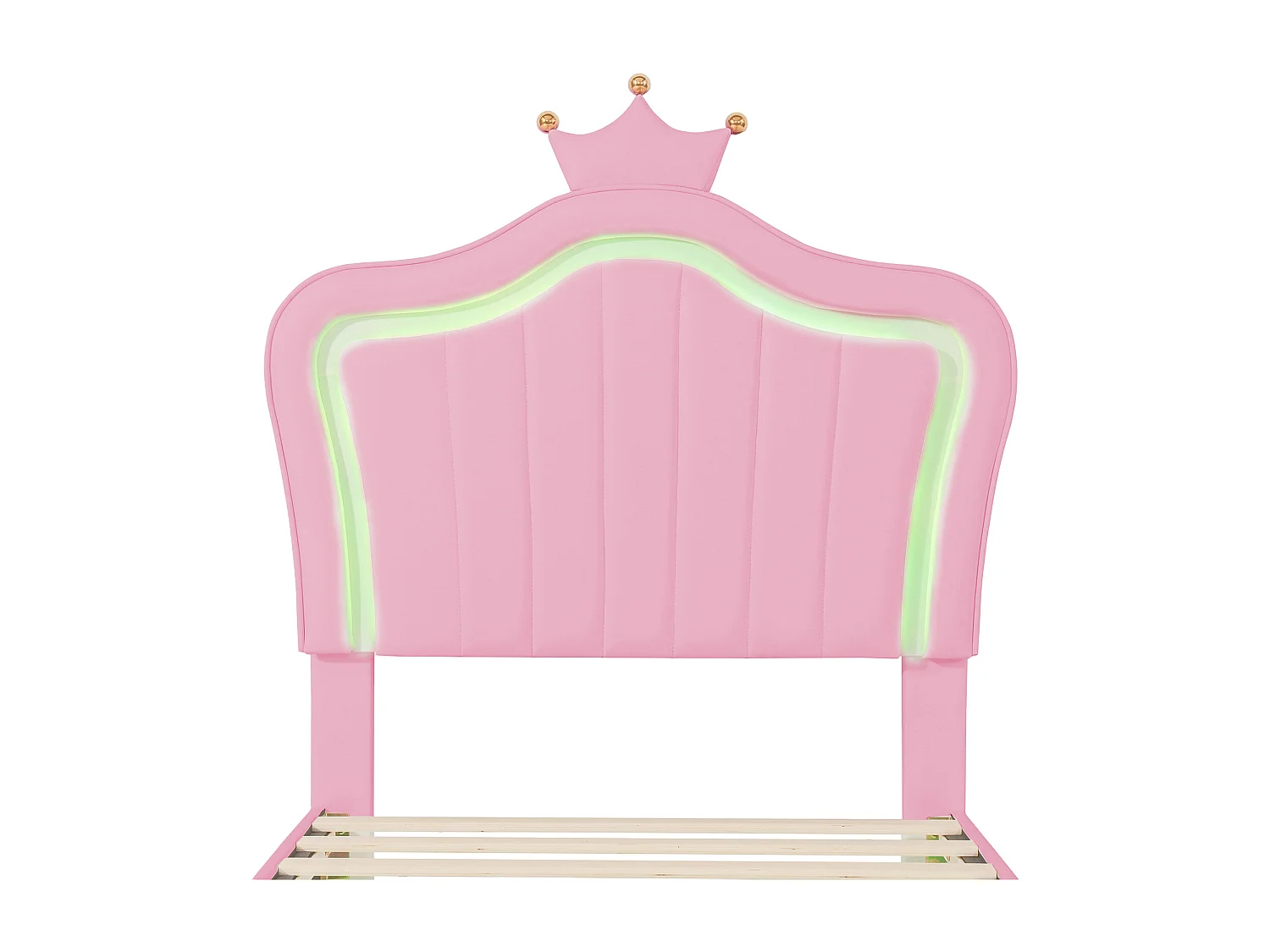 Lit enfant 90x200 cm avec LED et tête de lit réglable, avec sommier, rembourré rose (Sans matelas)