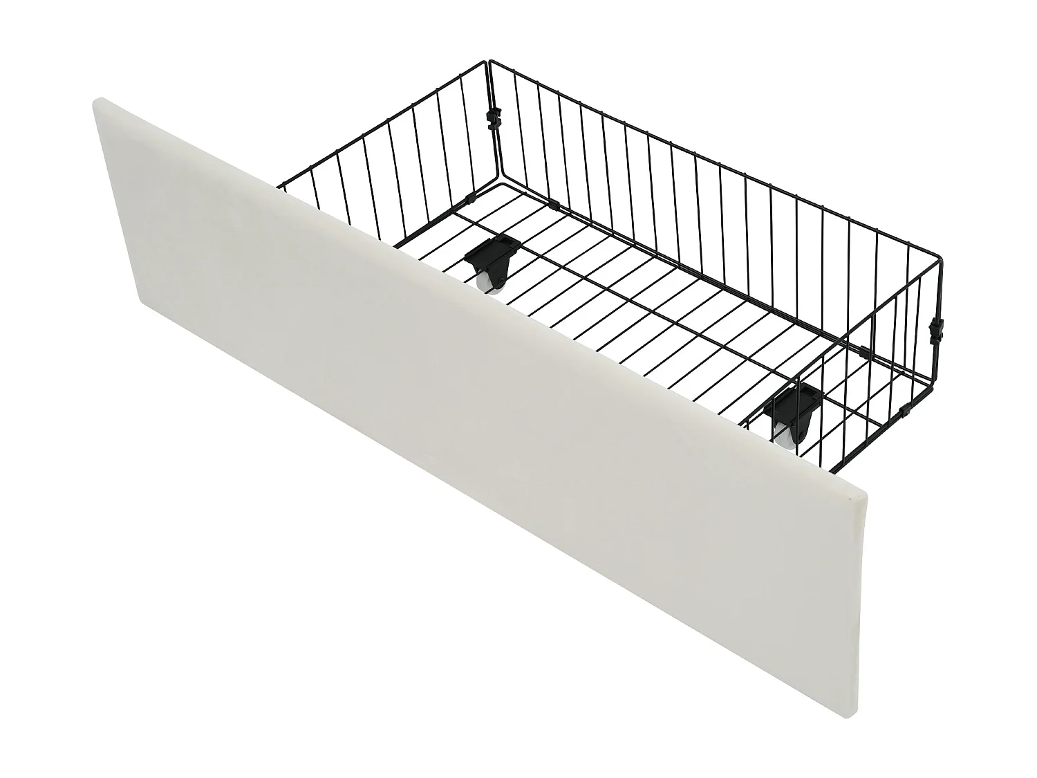 Lit adulte 140x200 cm avec sommier et 2 tiroirs - cadre de lit en métal avec USB et LED - velours - blanc (sans matelas)