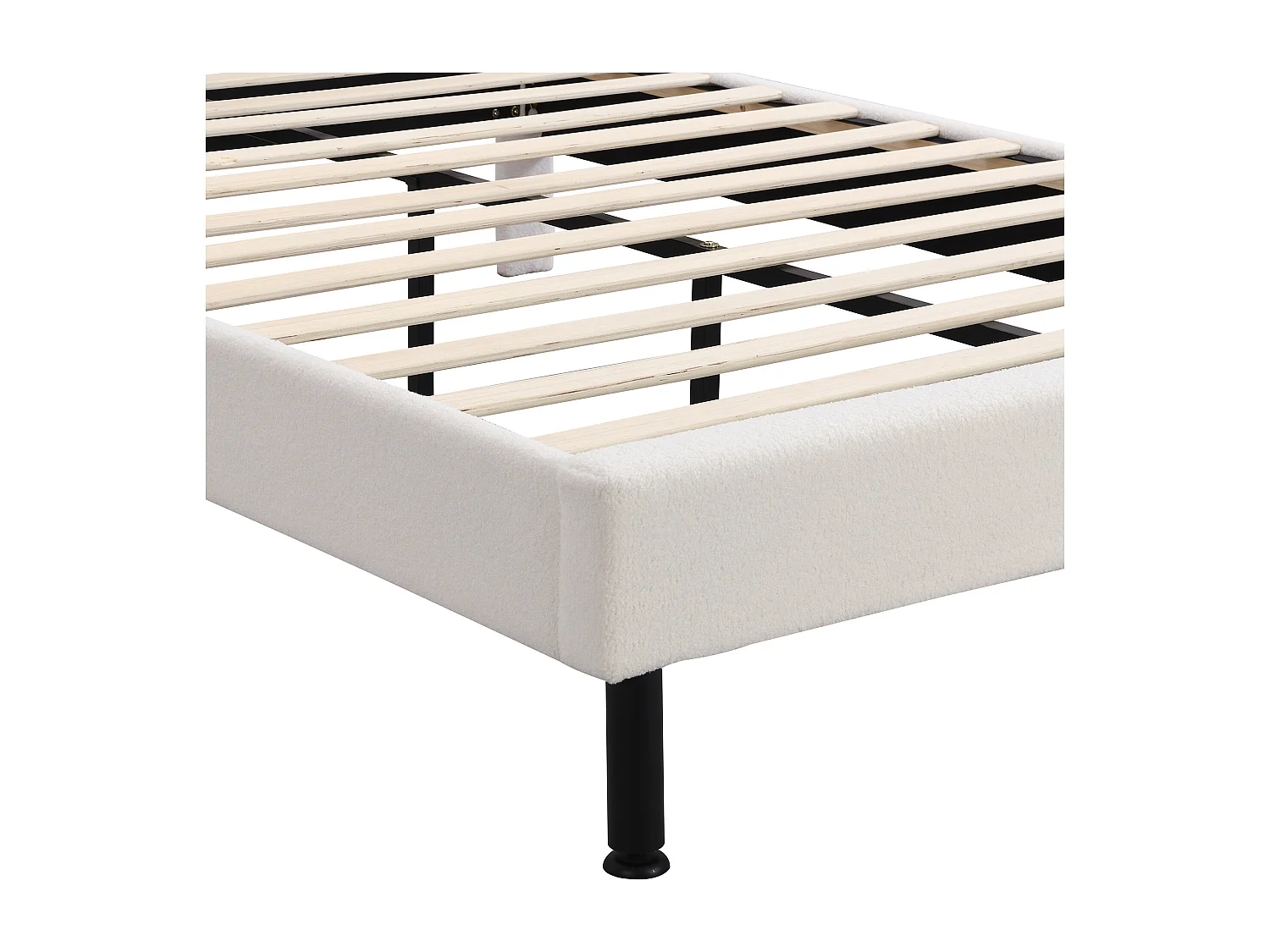 Lit double 140x190cm avec sommier - tête de lit capitonnée - blanc (sans matelas)
