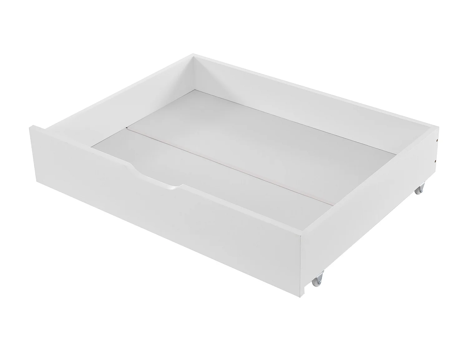 Lit enfant 90x200 cm avec 2 tiroirs et barrières, bois et MDF blanc (Sans matelas)