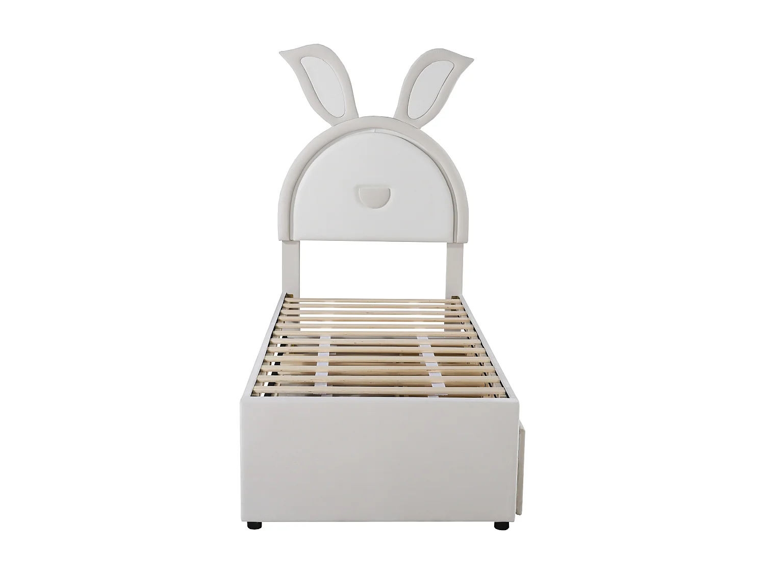 Lit enfant 90x200cm avec LED lit gigogne et tiroirs de rangement en beige pour enfants et adolescents