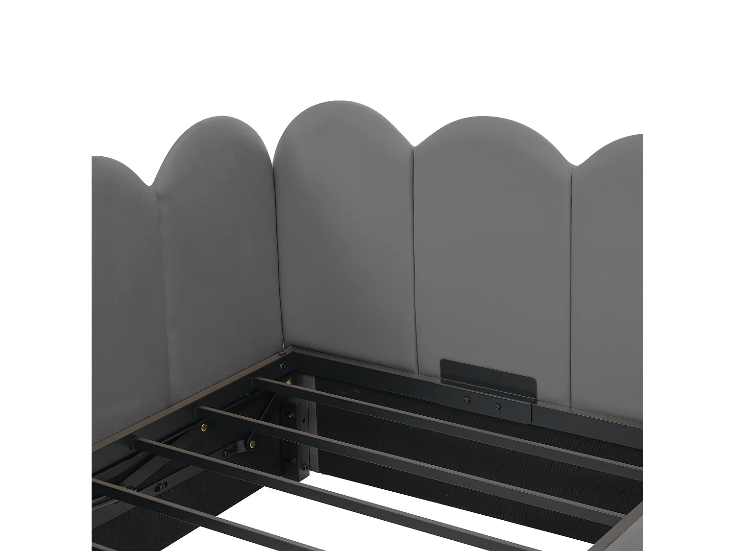 Lit enfant 90x200cm avec Espace de rangement Sommier à lattes Revêtement velours en gris pour enfants et adolescents