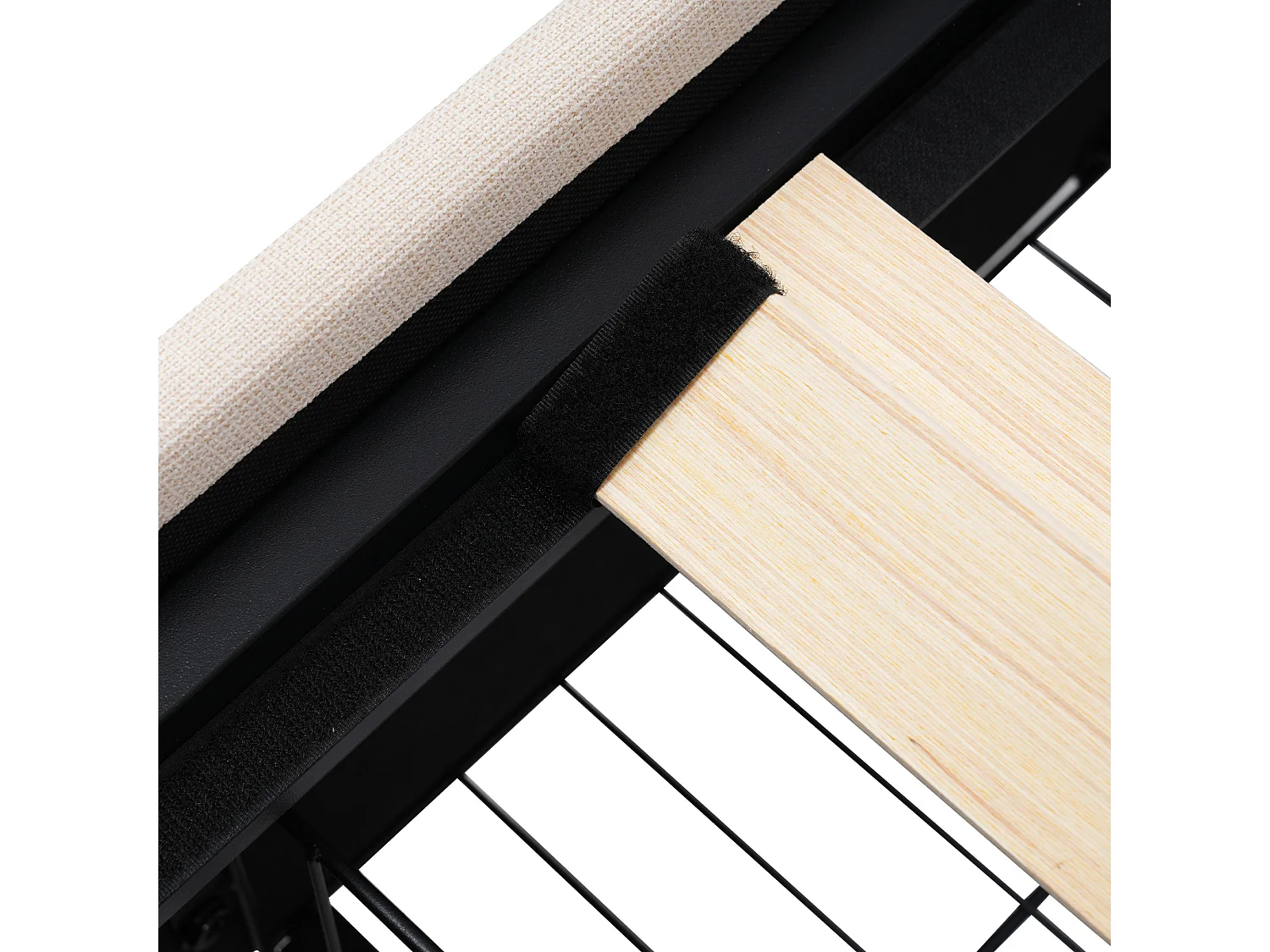 Lit double 140x200 cm avec LED et 4 tiroirs, tête de lit réglable, bois, beige (Sans matelas)