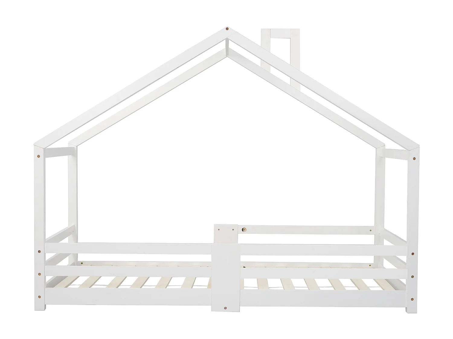 Lit enfant 90x200 cm, avec protection antichute, 15 lattes rigides, bois massif blanc(Sans matelas)