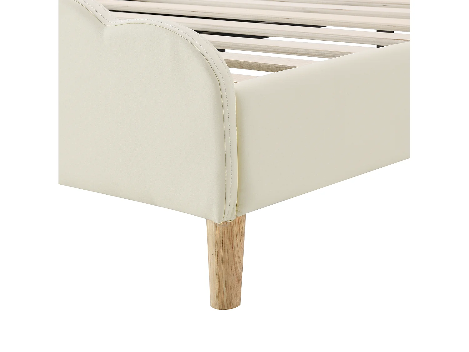 Lit simple 90x200 cm enfant moderne avec éclairage intégré PU chambre Beige (Sans matelas)