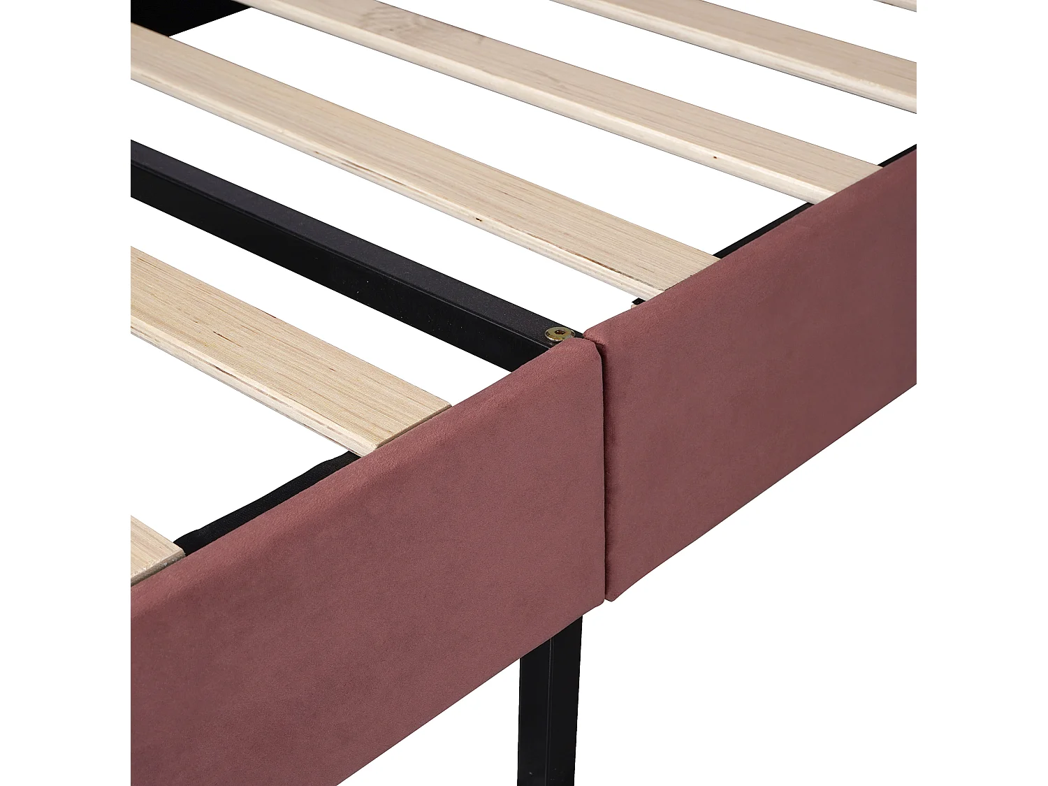 Lit enfant 90x200cm avec tête de lit à motifs floraux et sommier à lattes Revêtement velours en Rouge pour adultes et adolescents