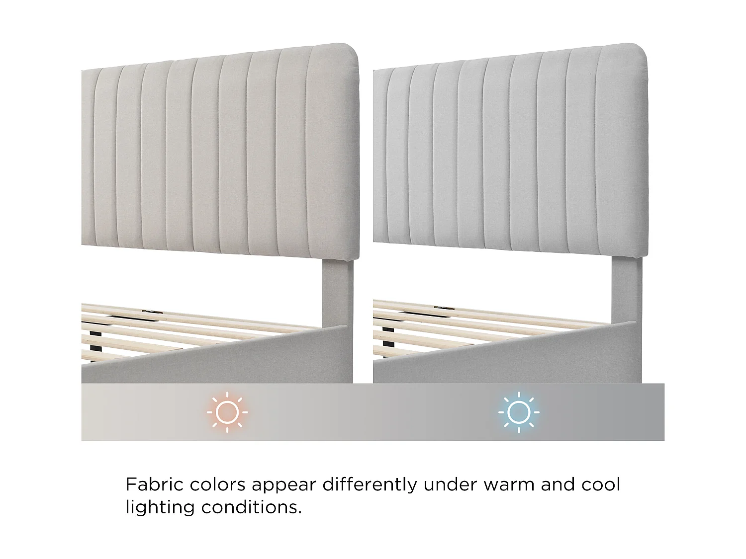 Lit double 160x200 cm avec sommier à lattes et tête de lit réglable, en lin gris et beige (Avec matelas)