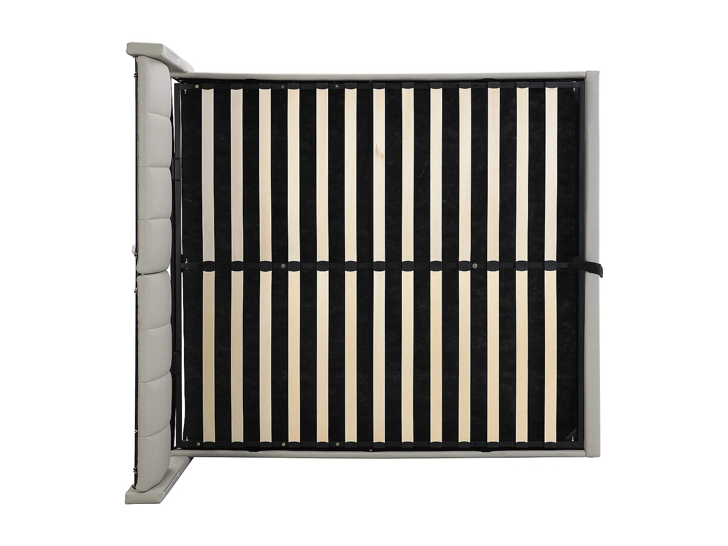 Lit coffre 140x200 cm avec LED, port USB rechargeable et tête de lit réglable en PU gris (Sans matelas)