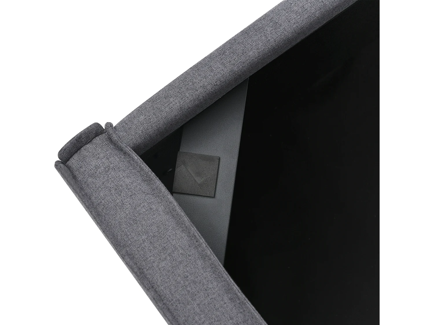 Lit coffre 160x200 cm, sommier relevable, tête de lit capitonnée, coton gris, avec matelas(Sans matelas)
