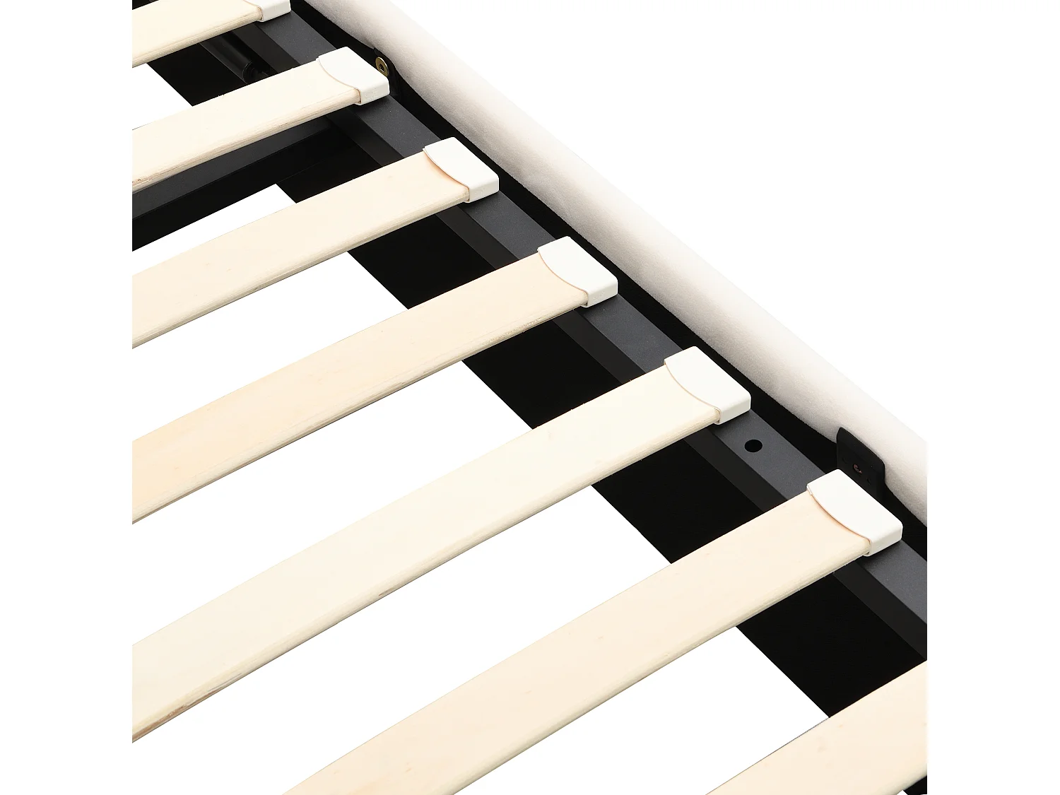 Lit coffre 140x190 cm avec sommier - 2 tiroirs et tête de lit réglable en hauteur - velours -beige (sans matelas)