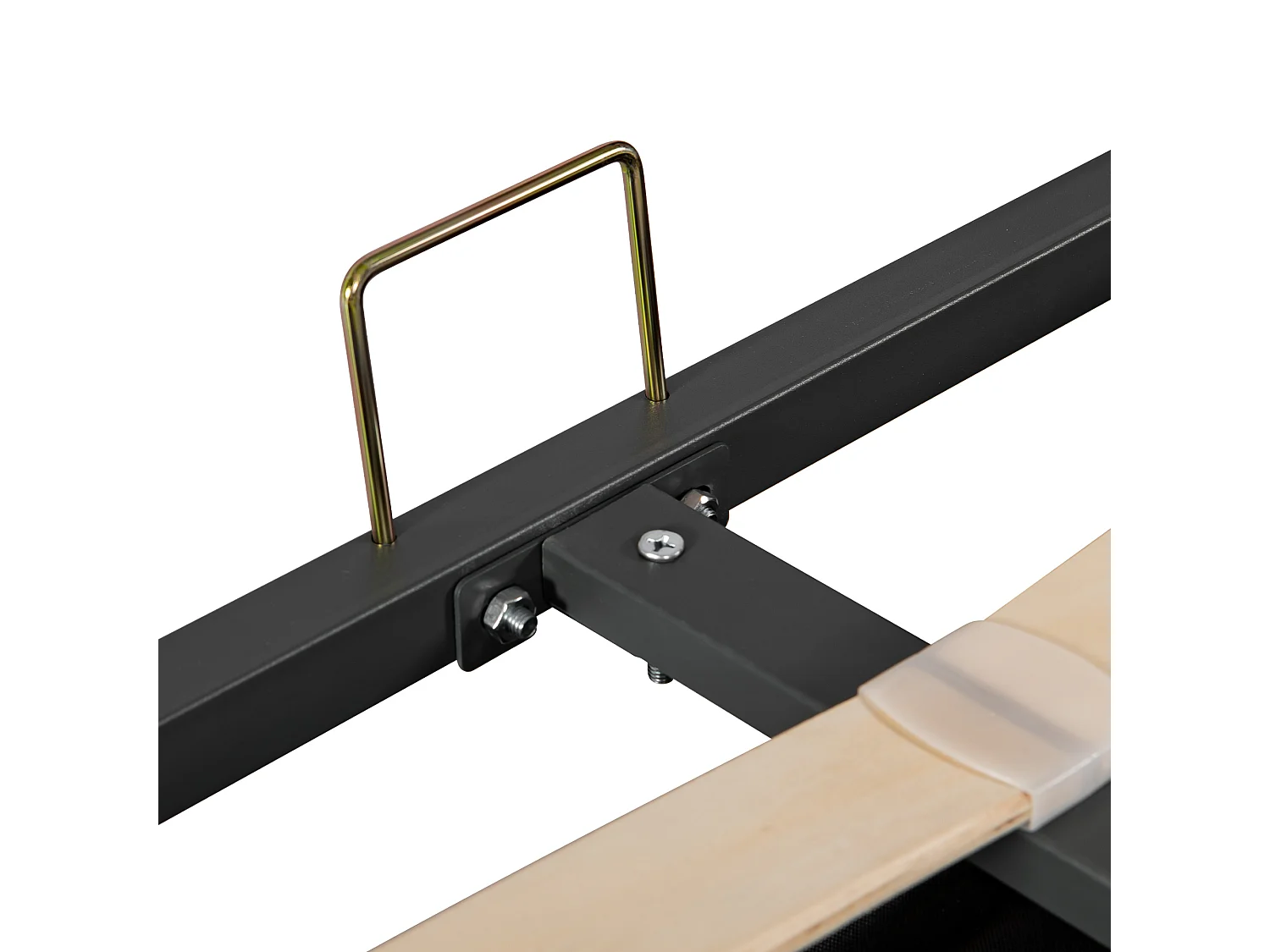 Lit coffre 160x200 cm avec sommier - tête de lit réglable en hauteur - métal + bois - velours beige (sans matelas)