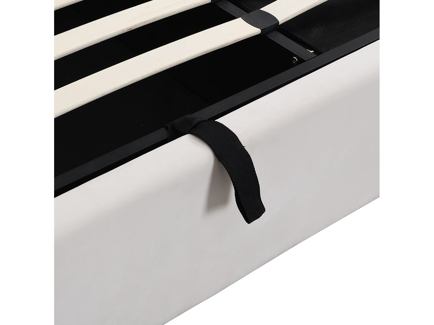 Lit coffre 180x200 cm avec sommier - tête de lit rembourré avec 3 tiroirs - velours - beige - blanc (sans matelas)